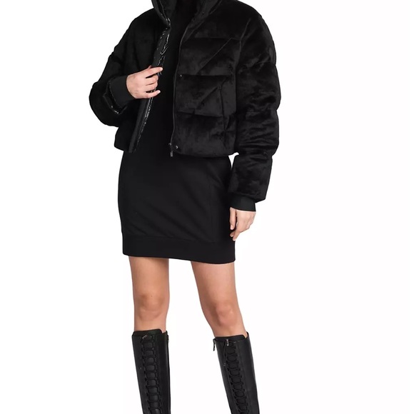 Moncler Bourdon Cropped Faux Fur Jacket - Picture 2 of 7